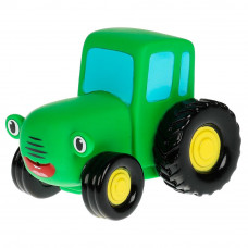 Игрушка пластизоль для ванны СИНИЙ ТРАКТОР 10 см, 1шт, сетка зеленый КАПИТОШКА LX-STGREEN