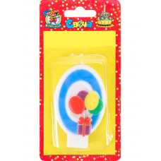 Свеча для торта Весёлый праздник синяя Цифра 0 С-5924