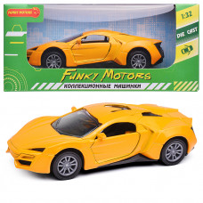 Жёлтая инерционная спортивная машинка die-cast,1:32, открывающиеся двери FT1101-31   