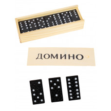 Домино пластиковое (14.7*5*3 см) в деревянной коробке (Арт.P00070)