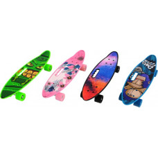 Пениборд 56см, с ручкой, принт, PU колеса, в ассорт. в пак. в кор.8шт JP-HB-31