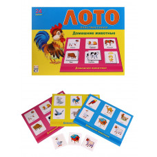 ЛОТО ПЛАСТИКОВОЕ 24 фишки. ДОМАШНИЕ ЖИВОТНЫЕ (Арт. ИН-6008)