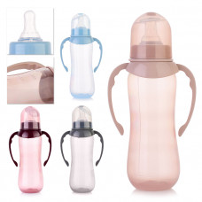 Бутылочка для кормления с соской и ручками, талия 250 мл, в ассорти. КК1215   