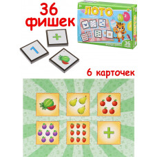 ЛОТО ПЛАСТИКОВОЕ 36 фишек. Весёлые цифры (Арт. ИН-4260)   