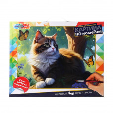 Холст по номерам 40*50 см котик на дереве МУЛЬТИ АРТ CANV40X50-118487   