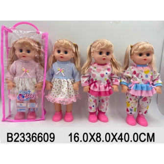Кукла 35 см, озвученная (4 звука), в сумочке, в ассортименте, 16*8*40 см 2336609