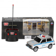 Машина р/у LADA ПОЛИЦИЯ 4x4 18 см, свет, сер, кор. Технопарк LADA4X4-18LPOL-GY   