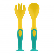 арт. 28623/12 Набор: ложка и вилка на присосках, от 4 мес., 2 шт, PP, TPE