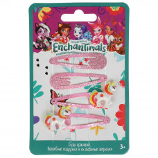 Аксессуары д/девочек ЭНЧЕНТИМАЛС 4 заколки с украшениями на карт в пак МИЛАЯ ЛЕДИ уп-12шт в кор100уп HAIRCLIPS-D4-EN3