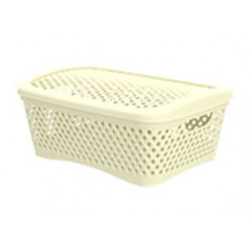 Корзинка с крышкой «Ромбики» M (295х220х140мм) (ваниль)АП 442