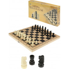 Шахматы деревянные (24х12х3 см), фигуры пластик, в коробке (Арт. ИН-1064)