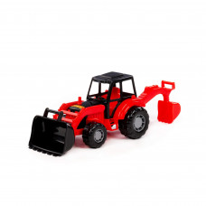 Мастер, трактор-экскаватор (красно-чёрный) (в сеточке) 24439