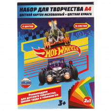 Набор: цветная бумага и цветной картон ХОТ ВИЛС (8+8), hot wheels Умка в кор.30шт SPC-55344-HW