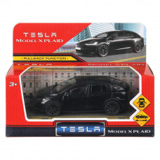 Машина металл tesla model x plaid 12 см, двери, черн, кор. MODELX-12-BK-WOD   