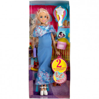 Кукла 29 см София беременная 2-мя малышами, в вечернем платье с акс КАРАПУЗ в кор.24шт 66002B2-S-BB