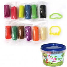 Набор для творчества Тесто для лепки 12 цв.+2 формочки П106 в коробке   