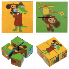 Чебурашка. набор из 4-и кубиков пленка. СОЮЗМУЛЬТФИЛЬМ настольные игры Умные игры 01318-CHE2   