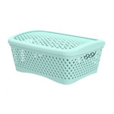 Корзинка с крышкой «Ромбики» M (295х220х140мм) (мята)АП 457