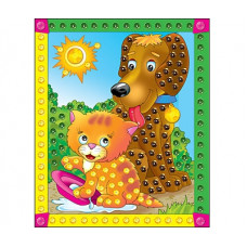 01. МОЗАИКА ИЗ ПАЙЕТОК. Формат А4. КОТЁНОК И СОБАЧКА (Арт. М-4353)