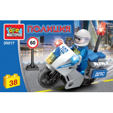 Конструктор ПОЛИЦЕЙСКИЙ на мотоцикле, 36 дет. Город мастеров 30017-KK