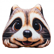 Подушка декоративная мордочка Енот 30 см МТГ01106 Levatoys в пак.   