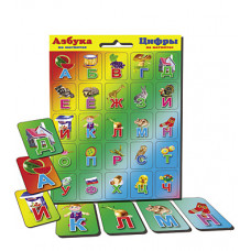 АЗБУКА И ЦИФРЫ НА МАГНИТАХ. ЖЁЛТАЯ МИНИ (Арт.АМ-7261)         