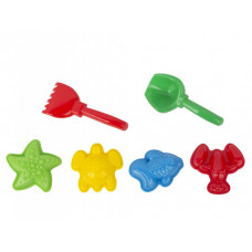 Игра детский песочный набор 6 предметов ( формы для песка, совок, грабли ) У352