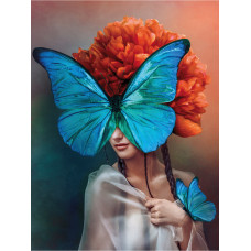 Холсты с красками 40х50 см по номерам (в коробке) (19цв.) ДЕВУШКА С БАБОЧКОЙ (Арт.ХК-6886)
