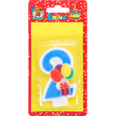 Свеча для торта Весёлый праздник синяя Цифра 2 С-5926