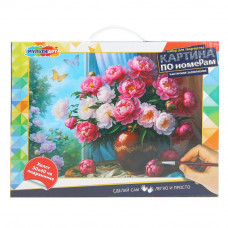 Холст на подрамнике 30*40 см с частичным заполнением, букет на окне МУЛЬТИ АРТ CANV30X40-PART-122104
