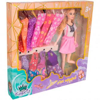 Кукла Miss Kapriz FCJ0845212 Мой гардероб с набором платьев в коробке   