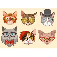Палитра. Холст с краск. 30х40 см по номер. в кор.(18 цв.) Забавные коты в очках (Арт. ХК-5844)
