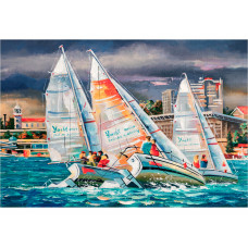 Холсты с красками 30х40см по номерам (в коробке) (20цв.) РЕГАТА В ПАСМУРНЫЙ ДЕНЬ (Арт.ХК-6839)