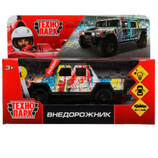 Машина металл свет-звук ВНЕДОРОЖНИК 12 см, дв. багаж., инерц., кор. Технопарк 2001C246-R