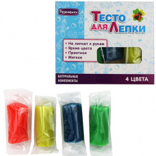 Набор для творчества Тесто для лепки 4 цвета, 100гр П100 в коробке   