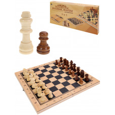 Игра 3 в 1 дерево (нарды, шашки, шахматы) (29х14.5х3 см) фигуры-дерево в коробке (Арт. ИН-4157)