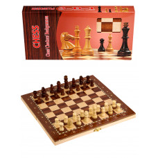 Игра 3 в 1 дерево лакиров (нарды, шашки, шахматы) (24х12х3см) фигуры-дерево в коробке (Арт. AN02595)  