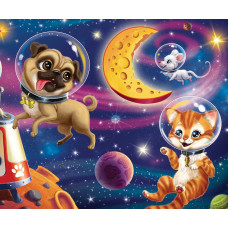 Гелевая мозаика 19х26 см. Милые питомцы в космосе. (Арт. М-1396)