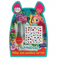 Косметика ДЛЯ ДЕВОЧЕК ЭНЧАНТИМАЛС лак для ногтей, красный, наклейки МИЛАЯ ЛЕДИ 75937-ENS