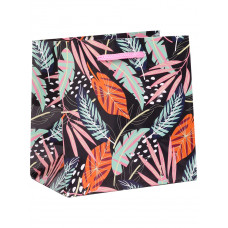 Пакет подарочный с глянцевой ламинацией (квадратный) 30x30x12 см (L) Полосатые листья,157г. ППК-7534 Пакет подарочный с глянцевой ламинацией (квадратный) 30x30x12 см (L) Полосатые листья,157г. ППК-7534
