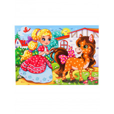 МОЗАИКА ИЗ ПОМПОНОВ. формат А4. ПРИНЦЕССА С ЛОШАДКОЙ. Арт. М-0416