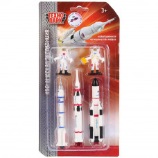 Модель металл КОСМИЧЕСКАЯ ЭКСПЕДИЦИЯ 3 ракеты и 2 чел. блист. Технопарк 1089142-R