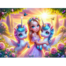 ПАЗЛЫ 160 элементов. ПРИНЦЕССА С ЕДИНОРОГАМИ (Арт. УК160-1990)