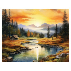 Холст с красками 40х50 см по номер. Горный ручей (Арт. 1123131) Джаззл   