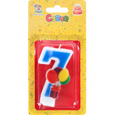 Свеча для торта Весёлый праздник синяя Цифра 7 С-5931