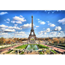Холст с красками 40х50 см по номерам (20 цв.) ВИД НА СОЛНЕЧНЫЙ ПАРИЖ (Арт. Х-6575)