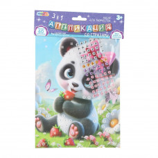 Аппликация 3 в 1 картон, эва, стразы (в пакете) панда МУЛЬТИ АРТ PANAPP-130405 (100)   