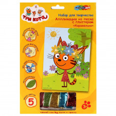 Набор д/детского тв-ва Три Кота аппл-ция из песка с глиттером,17*23 см МУЛЬТИ АРТ GLITTSAND-3K