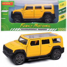 Жёлтая инерционная машинка Внедорожник с люком die-cast,1:32, открывающиеся двери FT1101-24   