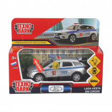 Машина металл свет-звук LADA VESTA SW CROSS ПОЛИЦИЯ 12 см, двер, багаж, кор. Технопарк VESTA-CROSS-P-SL (72)   